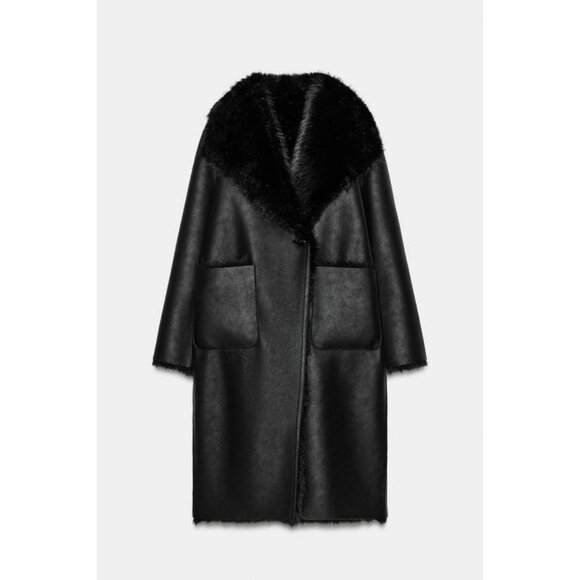 ZARA REVERSIBLE DOUBLE-FACED FAUX FUR COAT - Picture 5 of 6